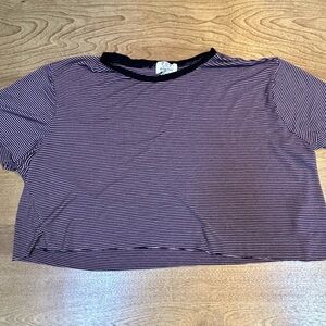 Striped Purple Crop Tee with Black Trim